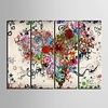 Print Rolled Canvas Prints - Abstract Floral / Botanical Classic Modern Four Panels Art Prints Lightinthebox