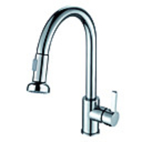 Pull Out Single Handle Solid Brass Kitchen Faucet-Chrome Finish