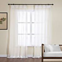 Pure White Polyester Sheer Curtain Panel