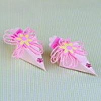 Pyramid Shaped Favor Box With Ribbon and Flower for Baby Shower - Set of 12