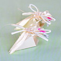 Pyramid Shaped Favor Box With Ribbon for Baby Shower - Set of 12