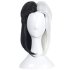 Qaccf Shoulder Length Half Black Half Grey White Unisex Costume Wig Lightinthebox