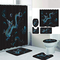 Qinglong Flying Across Digital Printing Four-piece Set Shower Curtains and Hooks Modern Polyester Machine Made Waterproof Bathroom Lightinthebox