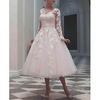 Reception Little White Dresses Simple Wedding Dresses A-Line V Neck Long Sleeve Floor Length Chiffon Bridal Gowns With Ruched