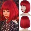 Red Bob Wig - Short Red Straight Bob Wigs with Bangs for Women Colorful Short Hair Wig Cute Synthetic Wig for Christmas Party Wigs Lightinthebox