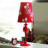 Red Elegant Table Light With Rose Patterned Shade