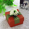 Red Favor Box With Ribbon Sash and Flowers (Set of 30)
