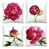 Red Floral Double Side Cushion Cover 4PC Soft Decorative Square Throw Pillow Cover Cushion Case Pillowcase for Sofa Bedroom Superior Quality Machine Washable Lightinthebox