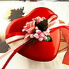 Red Heart Shaped Favor Tin With Ribbon and Floers (Set of 30)