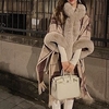 retro plaid thickened warm knitted cape jacket women