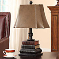Retro Resin Book Table Lamp Fur Shade(220-240V)