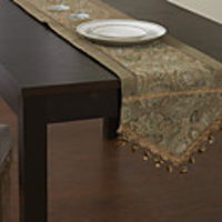 Retro Style Floral Cotton Table Runner with Tassels