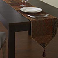 Retro Style Stitching on Cotton Floral Pattern Table Runner