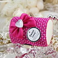Rhinestone Heart Design Wooden Candy Box With Bowknot-Set Of 50(More Colors)