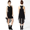RICHCOCO Sexy Women Slim Sleeveless Round Collar Chiffon Dress
