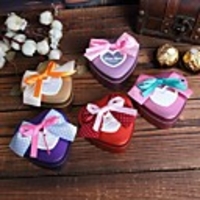 Romantic Heart-shaped Favor Tins Bow - Set of 12 (More Colors)