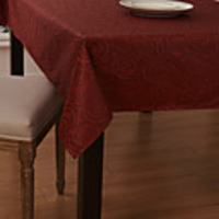 Rose Pattern Red Polyester Table Cloth