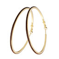 Round Earrings with Two Inlayed Chains (66mm,  Assorted Colors)
