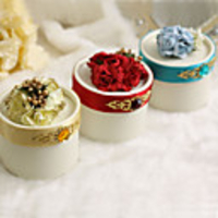 Round Favor Boxes With Rhinestone And Flower - Set of 12 (More Colors)