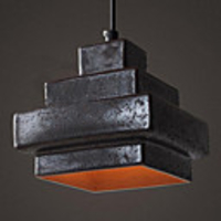 Rust Pendant with 3-Layer Quadrate Shade