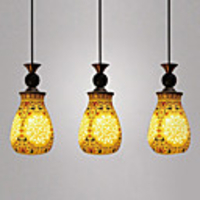 Rustic 3 Lights Pendant With Porcelaneous Shade