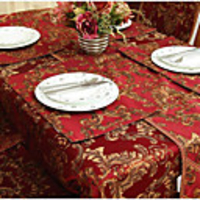 Set of 4 Concise Gold Embroidery Red Polyester Placemats