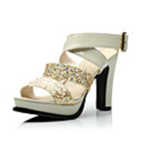 Shining PU Chunky Heel Sandals With Sequin Party / Evening Shoes(More Colors)