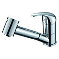 Single Handle Chrome Finish Solid Brass Pull Out Kitchen Faucet