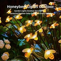 Solar Bee Firefly Lights Outdoor Waterproof Two Modes of Persistent Light and Flashing 6/8/10 Heads Warm White Lightinthebox