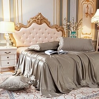 Solid Bed Sheet Silk Satin Soft Smooth Solid Single Double Round Corner King Bed Sheet Lightinthebox