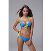 Solid BlueGreen Halter Bikini