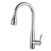 Solid Brass Chrome Finish Pull Out Single Handle Kitchen Faucet