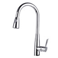 Solid Brass Chrome Finish Single Handle Pull Out Kitchen Faucet