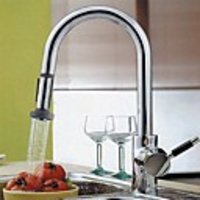 Solid Brass Pull Down Kitchen Faucet - Chrome Finish