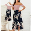 Solid Stitching Floral Print Series Off-shoulder Dresses for Mommy and Me Lightinthebox