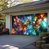 Stained Glass Butteflies Outdoor Garage Door Cover Banner Beautiful Large Backdrop Decoration for Outdoor Garage Door Home Wall Decorations Event Party Parade
