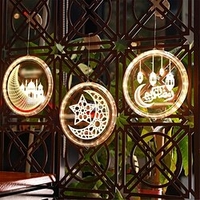 Star Moon Castle Suction Cup Small Hanging Light Ramadan Atmosphere Light LED Holiday Party Small Night Light Colorful Light 1PC