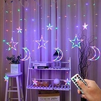 Star Moon Curtain Light 3.5M 120LED with Remote Control Wreath Fairy String Lights Christmas Decoration Outdoor Holiday Wedding New Year Garden Decor Lightinthebox
