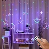Star Moon Curtain Light LED Window Lights 3.5M 120LED with Remote Control Ramadan Eid String Lights Christmas Decoration Outdoor Holiday Wedding New Year Garden Decor