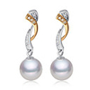 Sterling Silver 18K Gold Plated With Swiss Rhinestone 8-8.5MM Natural Pearl Earrings
