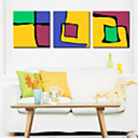 Stretched Canvas Art Abstract Patchwork Set of 3