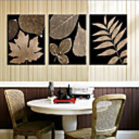 Stretched Canvas Art Botanical Big Leaves Set of 3