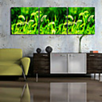 Stretched Canvas Art Botanical Green Browze Set of 3