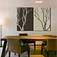 Stretched Canvas Art Botanical Tree Without Leaves Set of 2