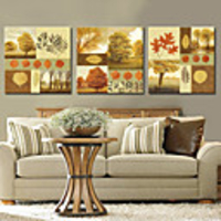 Stretched Canvas Art Botanical Trees Set of 3