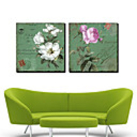 Stretched Canvas Art Botanical White and Pink Petals Set of 2