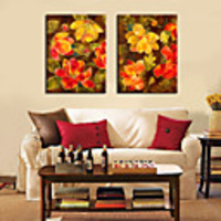 Stretched Canvas Art Floral Bloom Set of 2