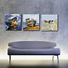 Stretched Canvas Print Art Transportation Fishing Boat Set of 3