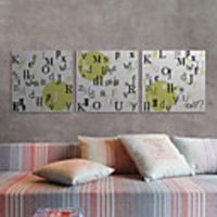 Stretched Canvas Print Art Words Letters Set of 3