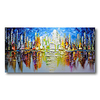 Stretched Oil Painting Hand Painted Canvas Abstract Comtemporary Modern High Quality Blue Forest Ready to Hang Lightinthebox